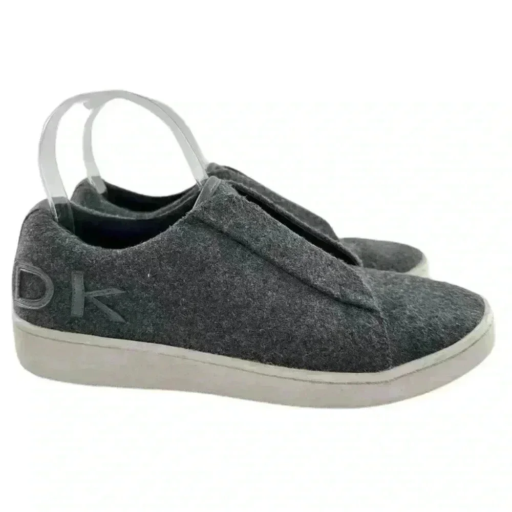 Donna Karan collection womens flats size 7 37.5 Gray wool felt slip ons